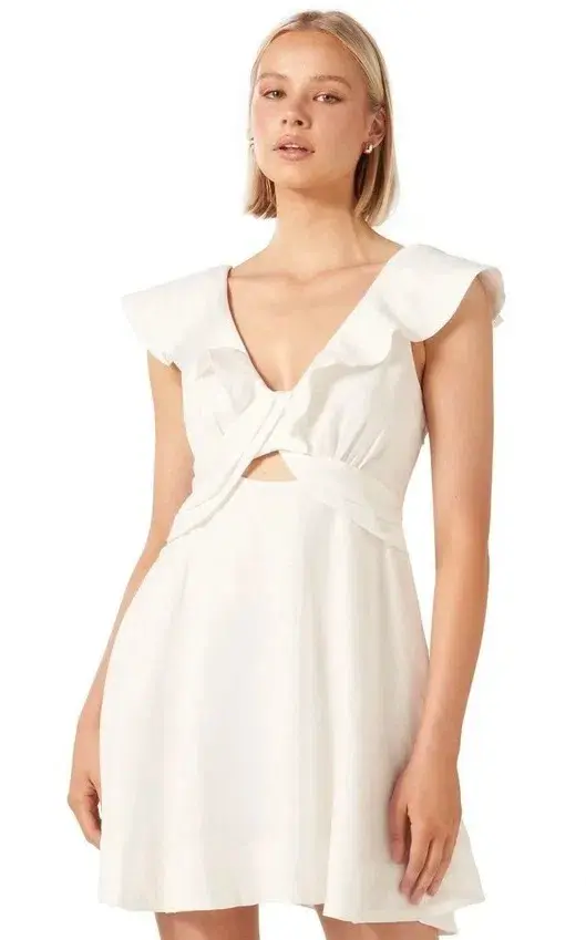 Forever New Maddie Twist Front Mini White Size AU 4 - Image 1