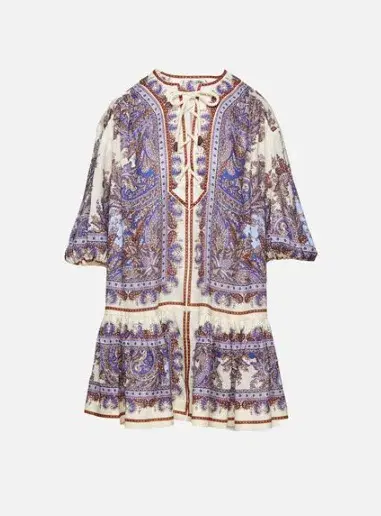 Zimmermann Ottie Eyelet Paisley Linen Mini Dress Size AU 8 - Image 4
