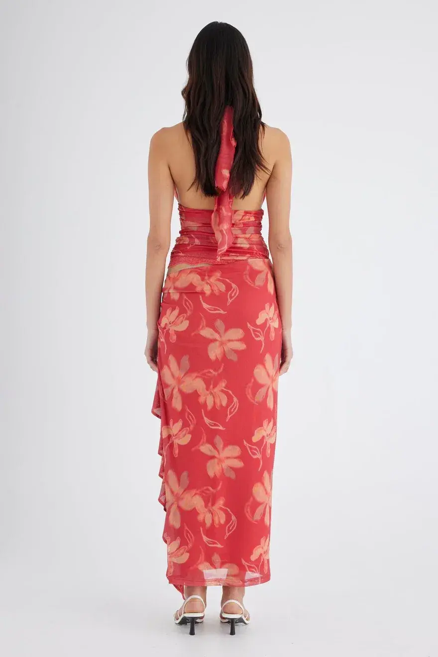 Benni Penelope Halter Maxi Dress- Hibiscus- Size 8  - Image 3