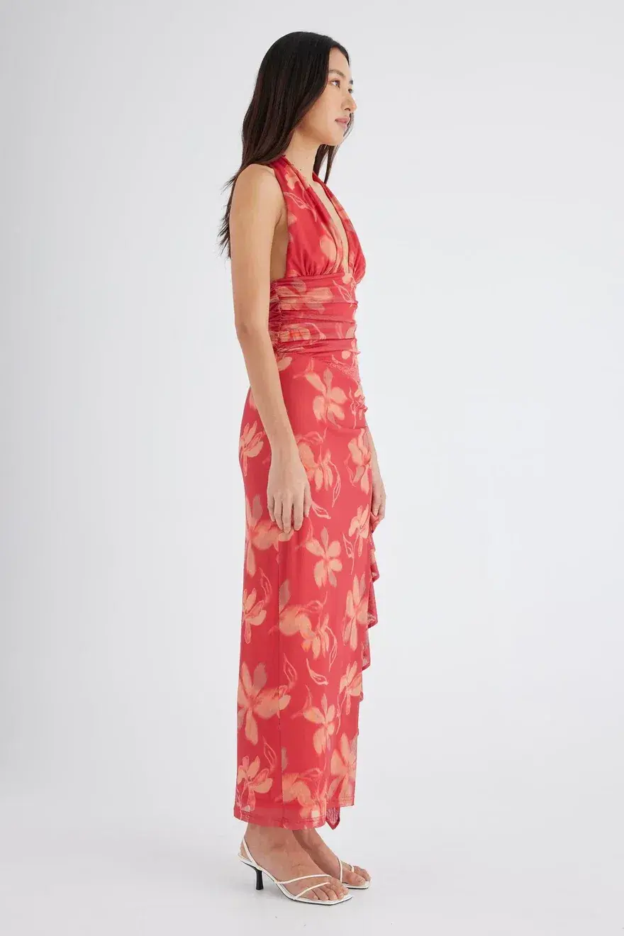 Benni Penelope Halter Maxi Dress- Hibiscus- Size 8  - Image 4