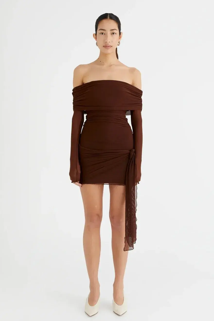 Benni Yasmin Mini Dress- Cocoa- Size 12 - Image 2