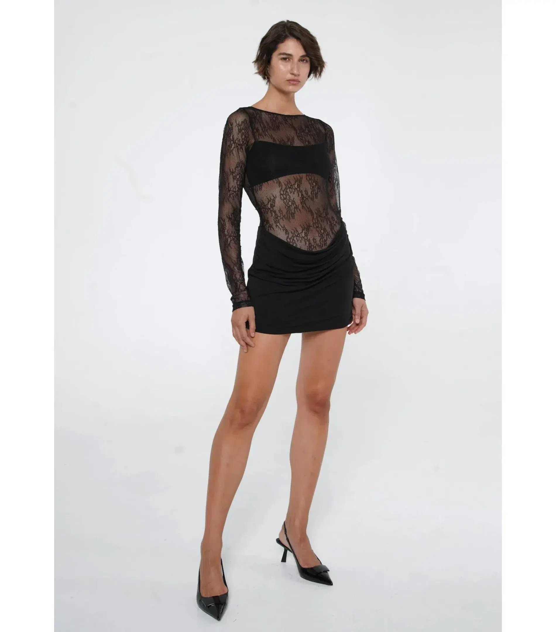 Benni Yana Lace Mini Dress- Black- Size 10 - Image 2