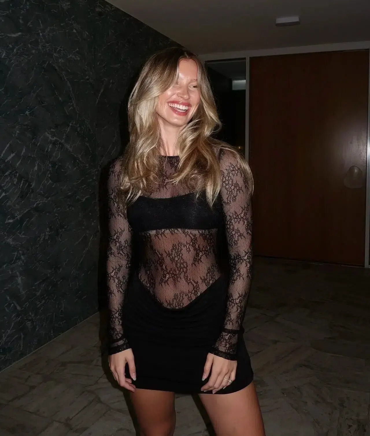 Benni Yana Lace Mini Dress- Black- Size 10 - Image 4