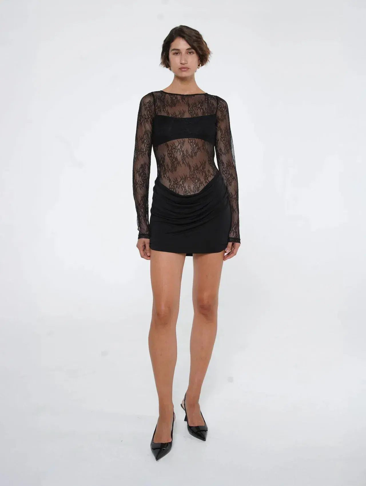 Benni Yana Lace Mini Dress- Black- Size 12 - Image 2