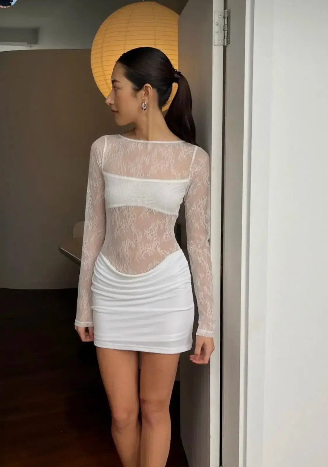 Benni Yana Lace Mini Dress- White- Size 8 - Image 2