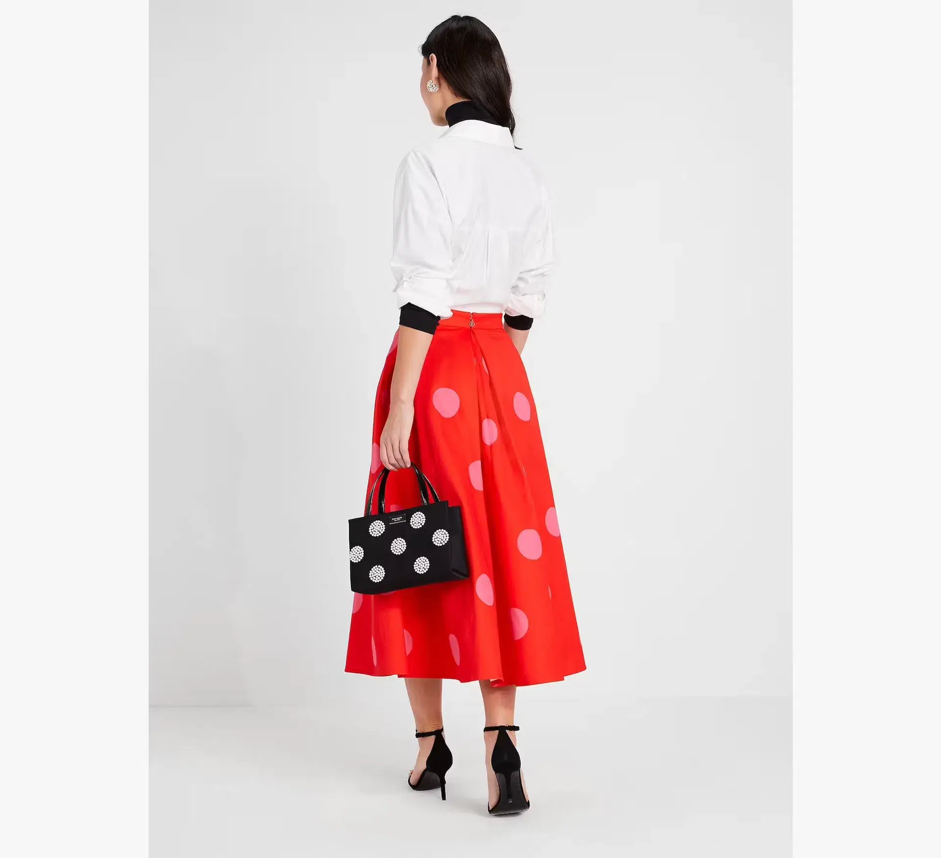 Kate Spade Giant Dot Faille Midi Skirt Orange Print Size 8 US / 12 UK/AU - Image 2
