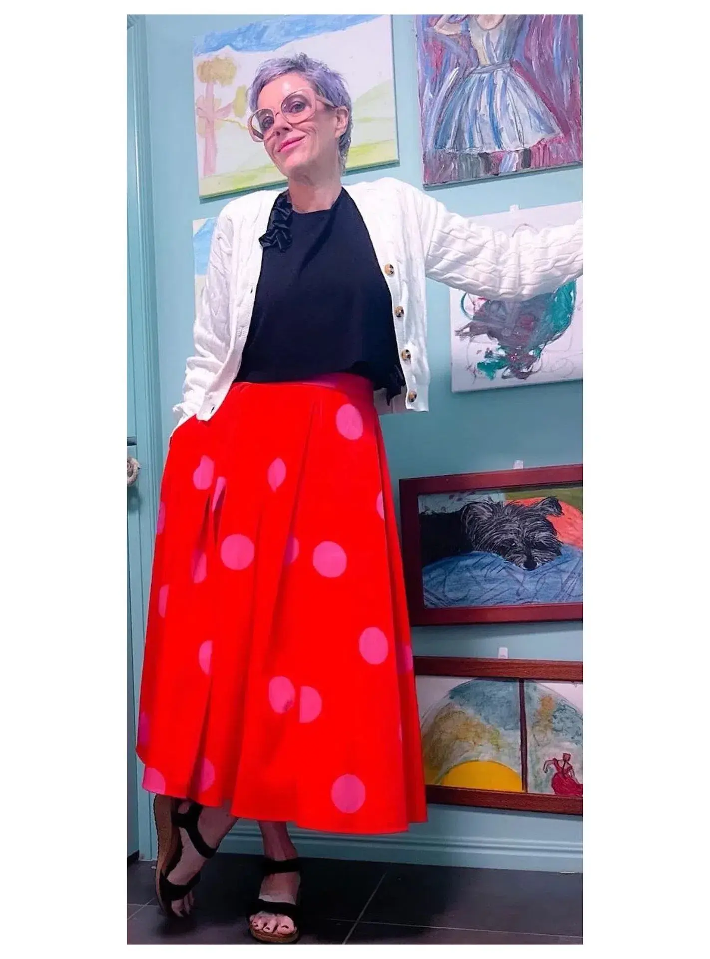 Kate Spade Giant Dot Faille Midi Skirt Orange Print Size 8 US / 12 UK/AU - Image 6