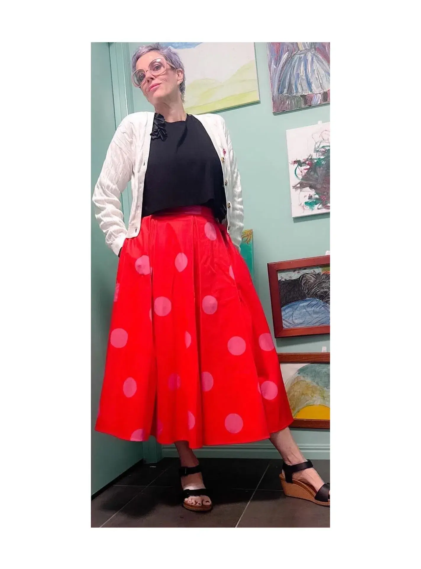 Kate Spade Giant Dot Faille Midi Skirt Orange Print Size 8 US / 12 UK/AU - Image 7