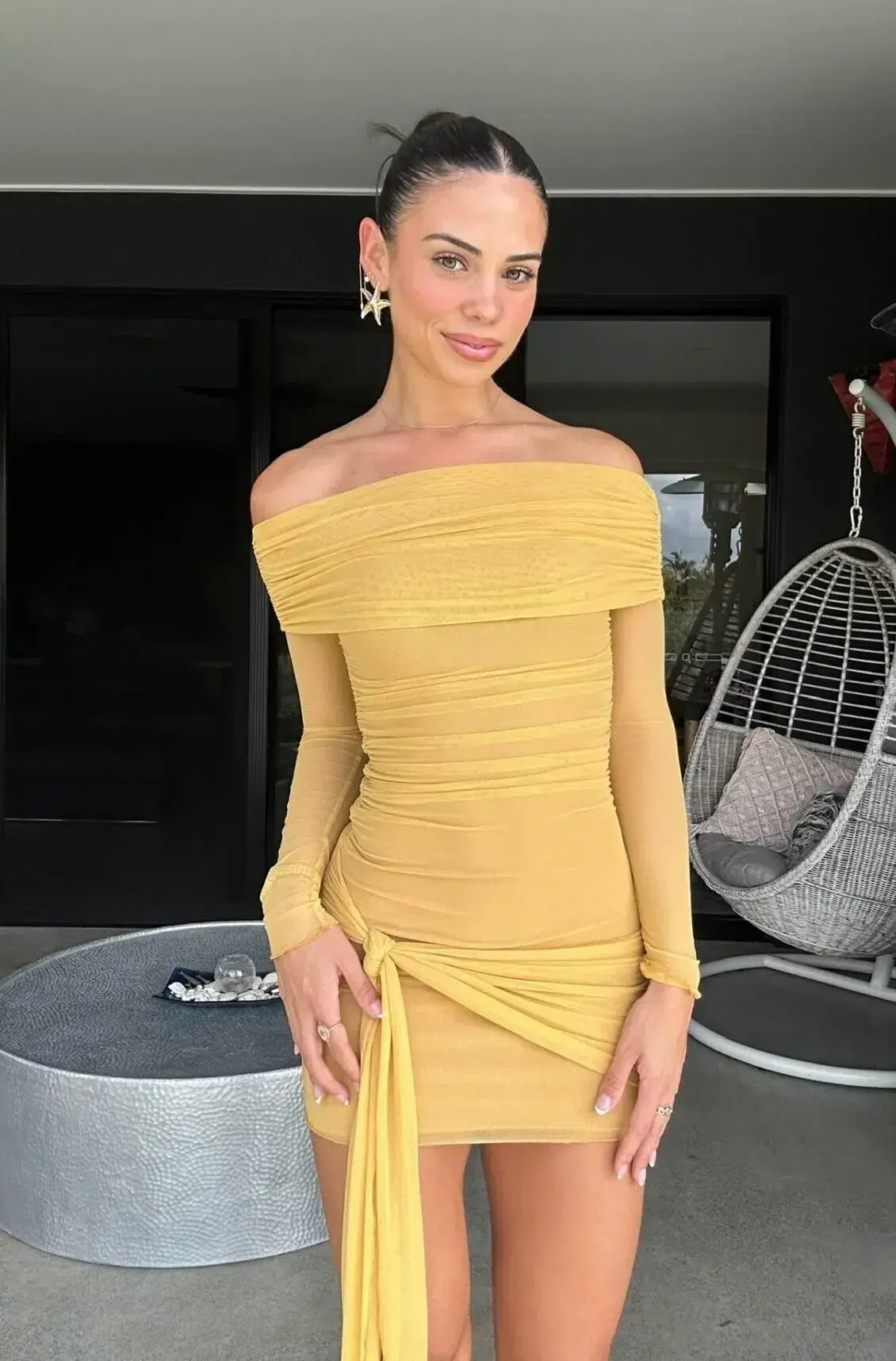 Benni Yasmin Mini Dress- Mustard- Size 10 - Image 1