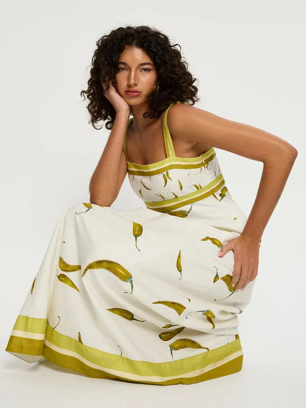 Kivari Margarita Linen Cotton Dress Neutral Motif Size AU 6 - Image 3