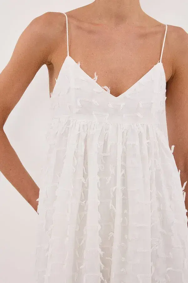 Dissh Paloma White Babydoll Midi Dress Size 10 for rent on The Volte - main image