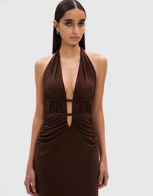 Misha Celine Mesh Midi Dress Espresso Size 6/XS - Image 3