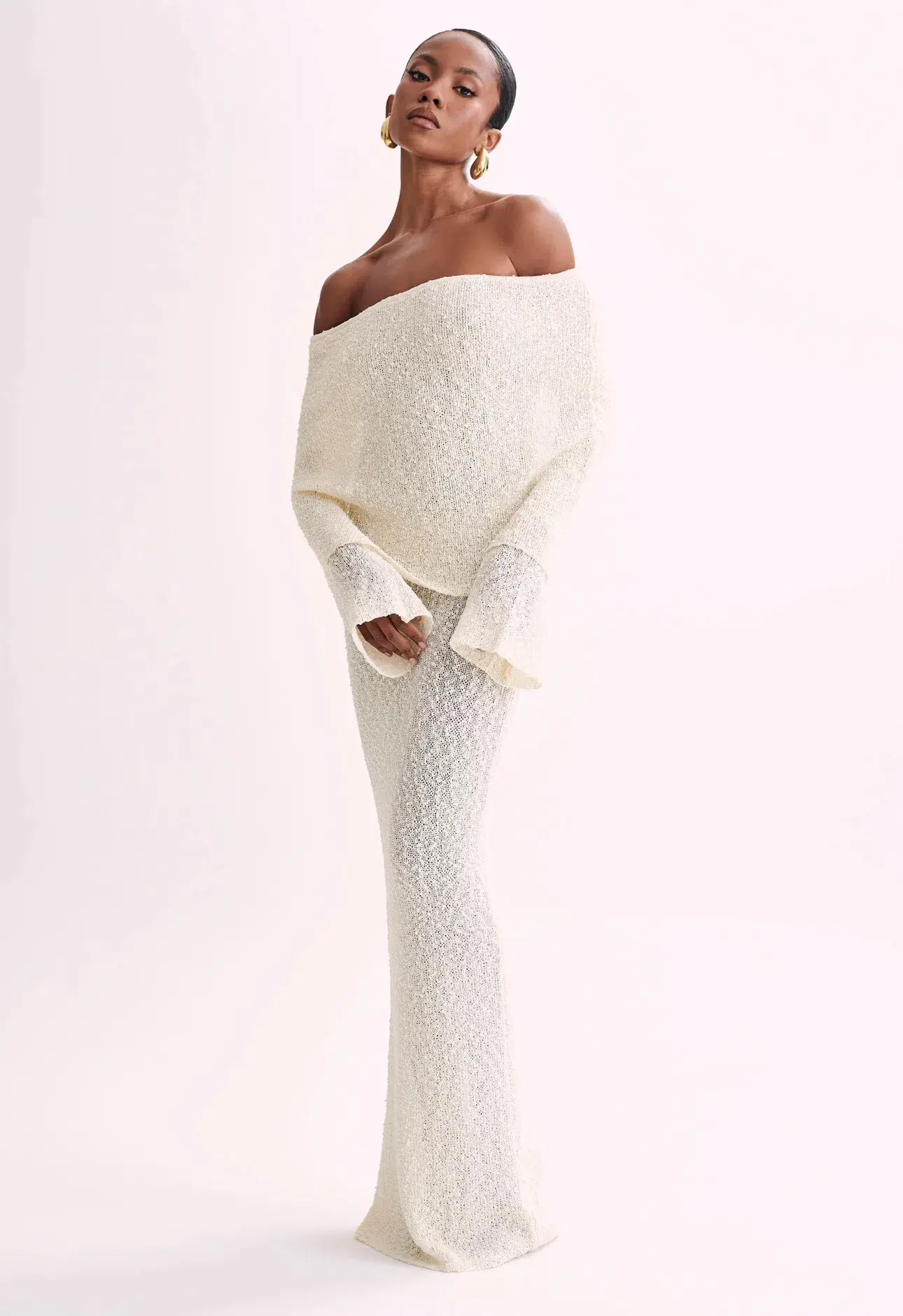 Meshki Marisol Off Shoulder Maxi Cream Size AU 8 - Image 1