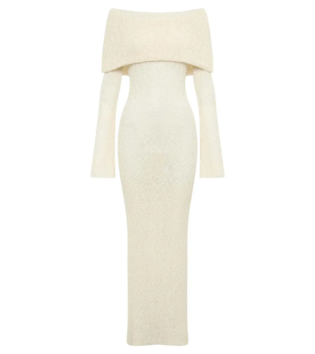 Meshki Marisol Off Shoulder Boucle Maxi Dress Cream Size XL / Aus 14 for rent on The Volte - main image