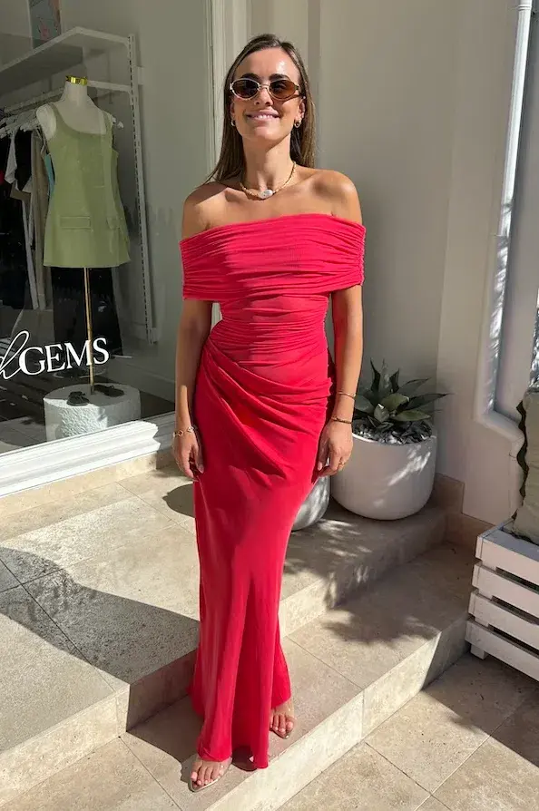 Benni Nico Off Shoulder Maxi Dress Watermelon Size 4 - Image 1