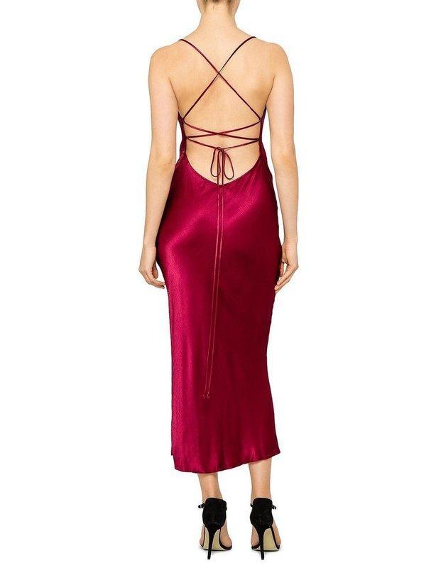 Bec & Bridge Kaia Cowl Midi Dress | Plum | Size 8 for rent on The Volte - main image