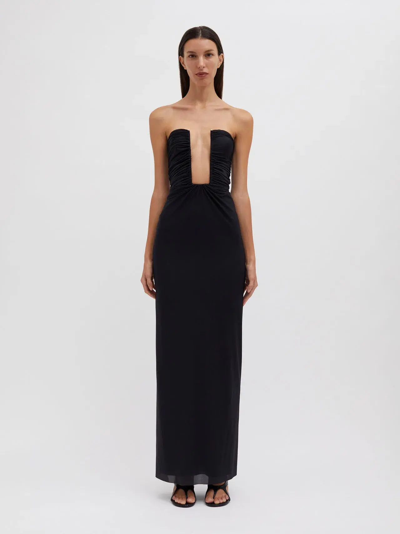 Christopher Esber Plunge Strapless Column Dress Black Size AU 6 - Image 1