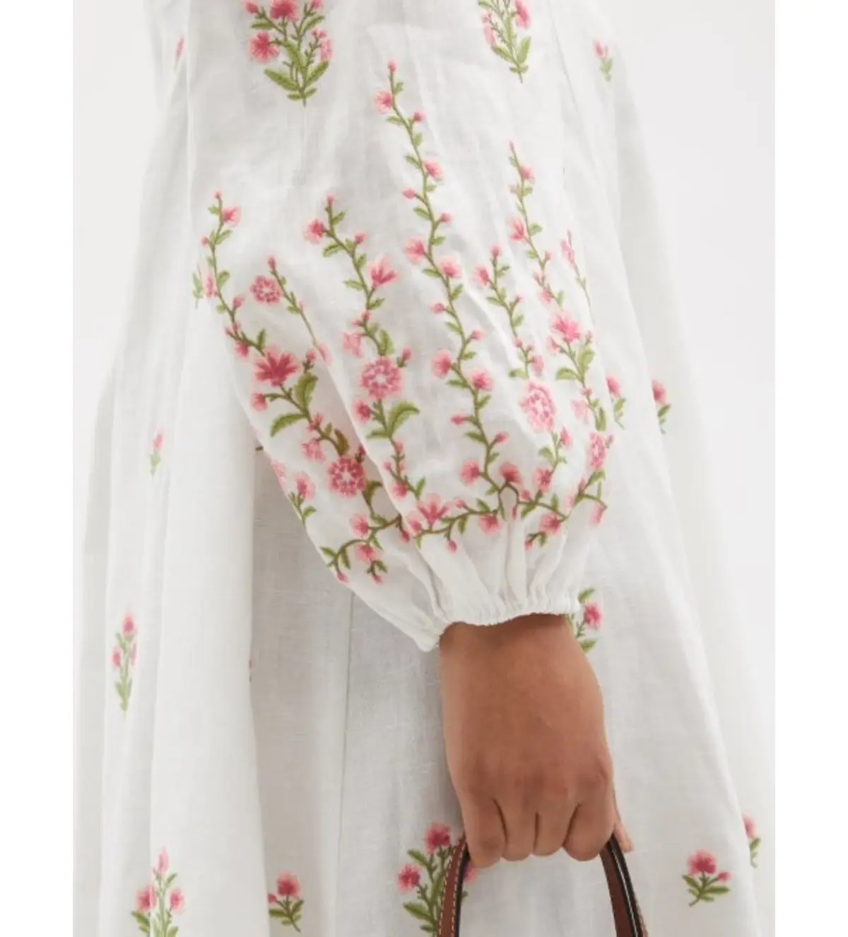 Zimmermann Poppy Floral-Embroidered Linen-Blend Midi Dress White Size 3/AU 14  - Image 6