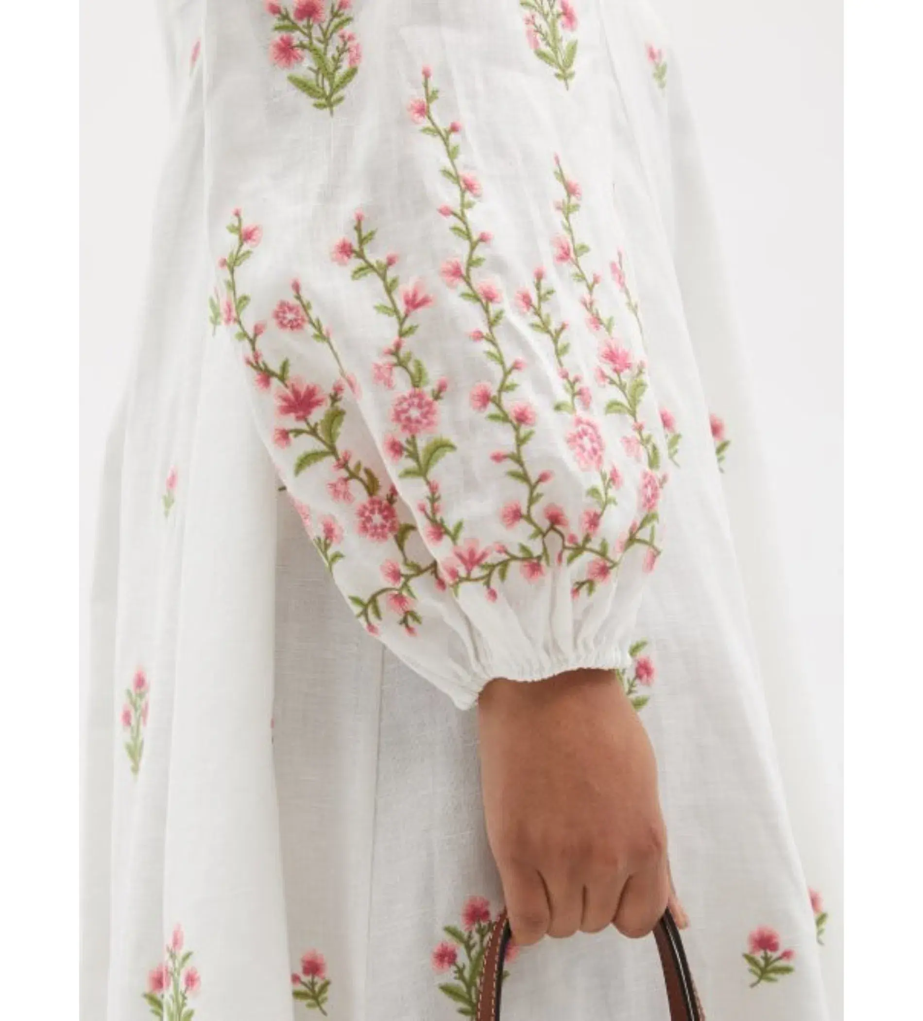 Zimmermann Poppy Floral-Embroidered Linen-Blend Midi Dress White Size 3/AU 14  - Image 6