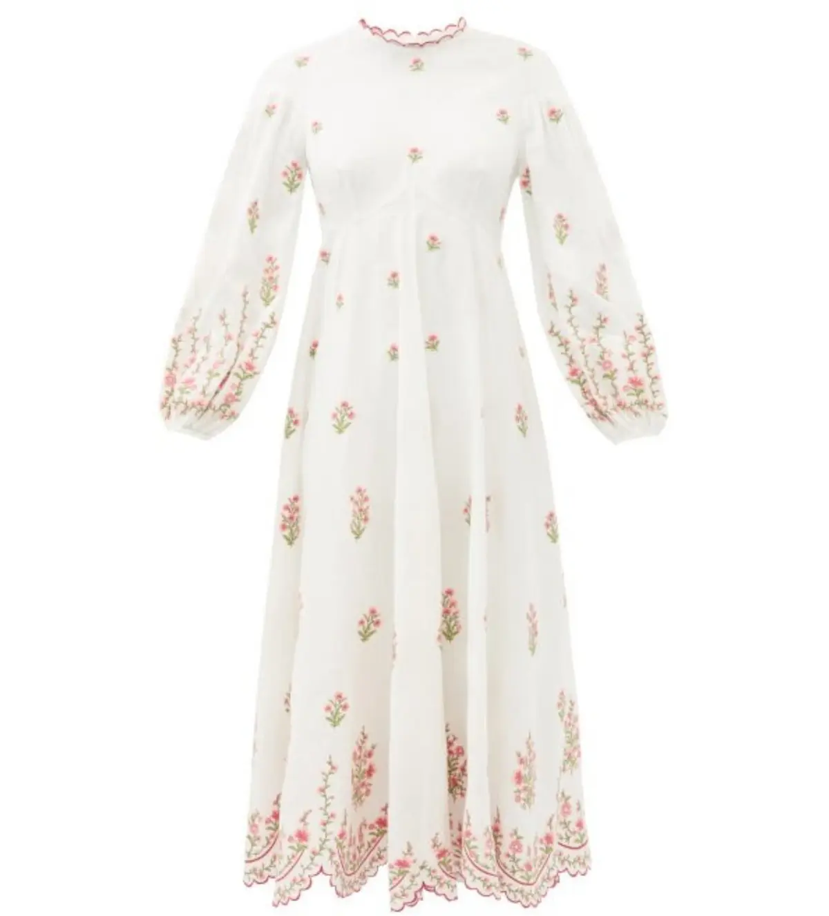 Zimmermann Poppy Floral-Embroidered Linen-Blend Midi Dress White Size 3/AU 14  - Image 7