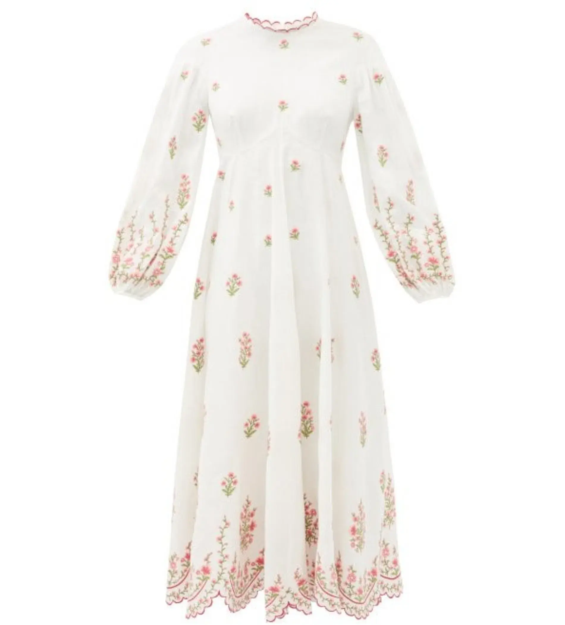 Zimmermann Poppy Floral-Embroidered Linen-Blend Midi Dress White Size 3/AU 14  - Image 7