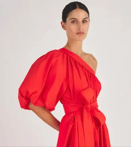Oroton One Shoulder Bow Maxi Dress Red Size 12 also fits 14 - Image 5