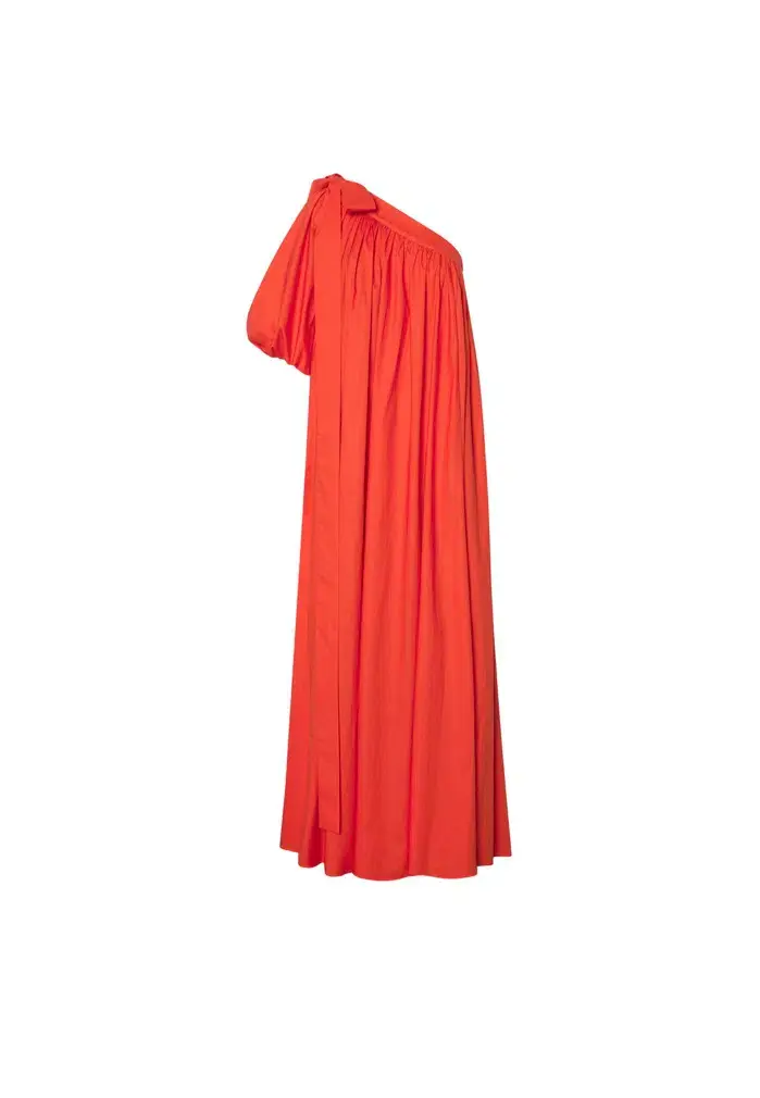 Oroton One Shoulder Bow Maxi Dress Red Size 12 also fits 14 - Image 3