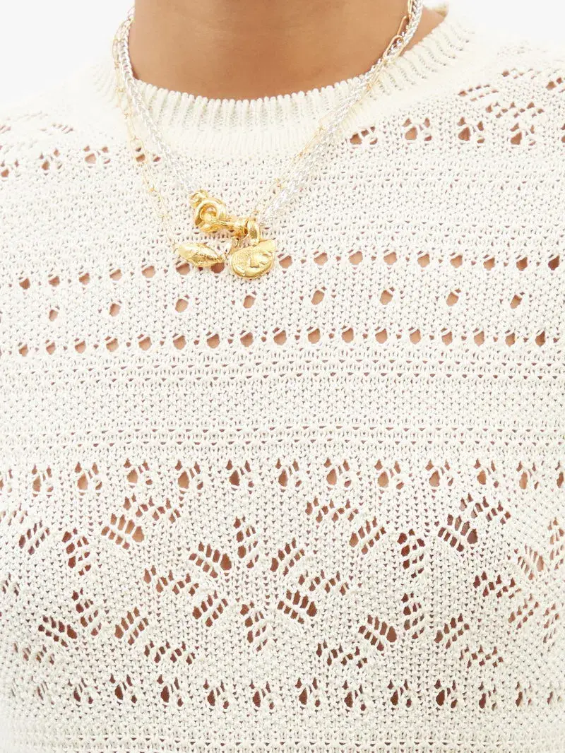 Zimmermann Postcard Cotton Lace-Knitted Midi White Size 0/ AU 8 - Image 5