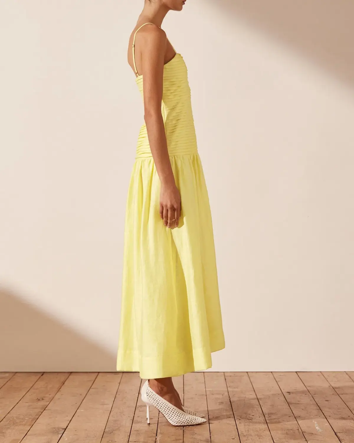 Shona Joy Thea Keyhole Midi Dress Yellow Size AU 8 - Image 3