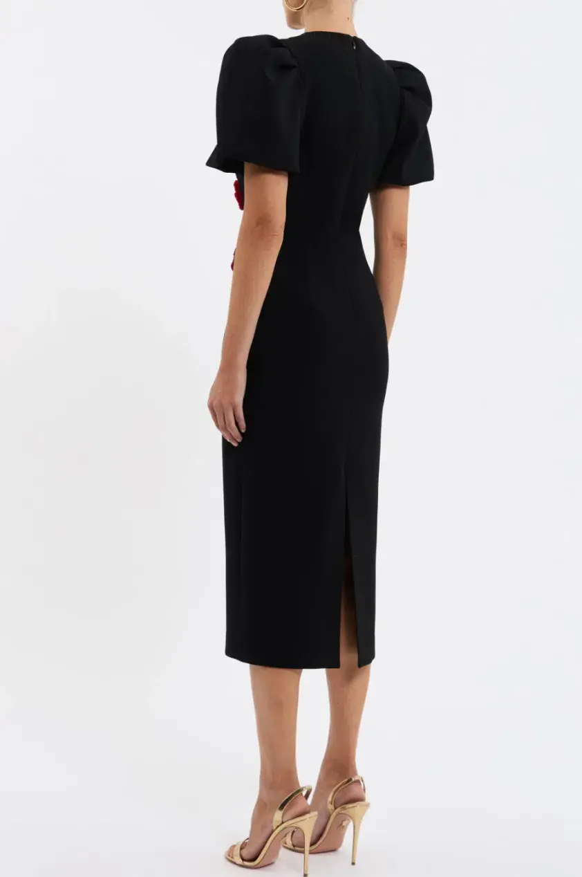 Rebecca Vallance Rosetta Midi Dress Black Size AU 12 for rent on The Volte - main image