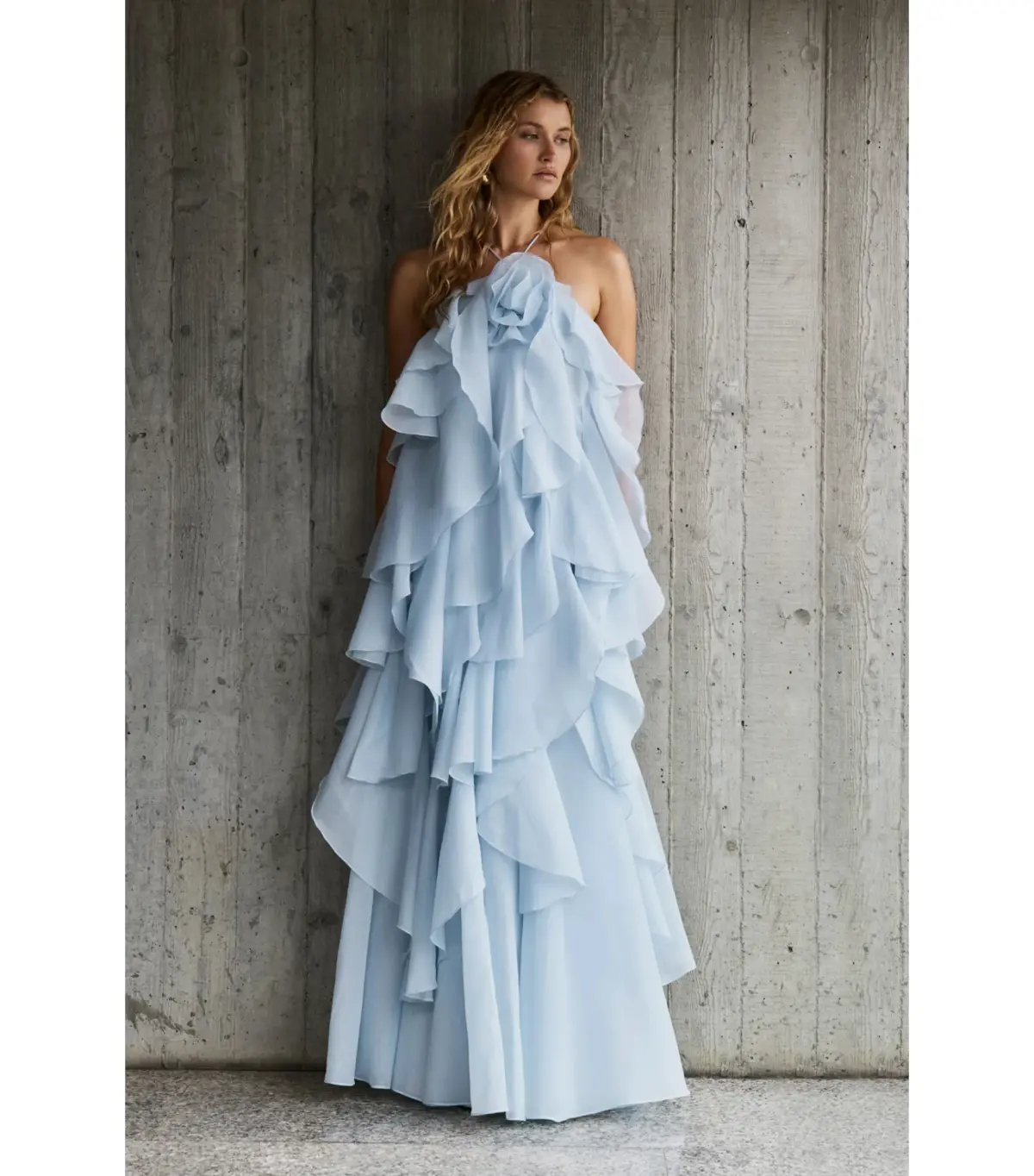 Aje Pandorea Layered Maxi Dress in Silver Blue Size AU 8 - Image 1