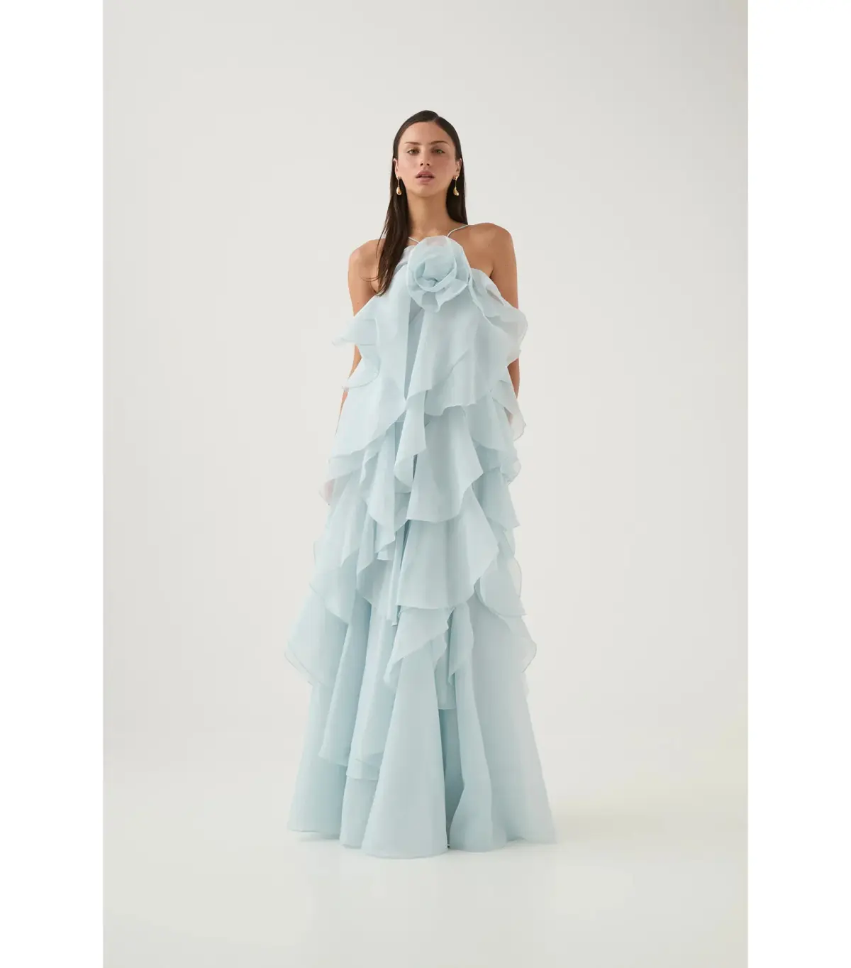 Aje Pandorea Layered Maxi Dress in Silver Blue Size AU 8 - Image 2