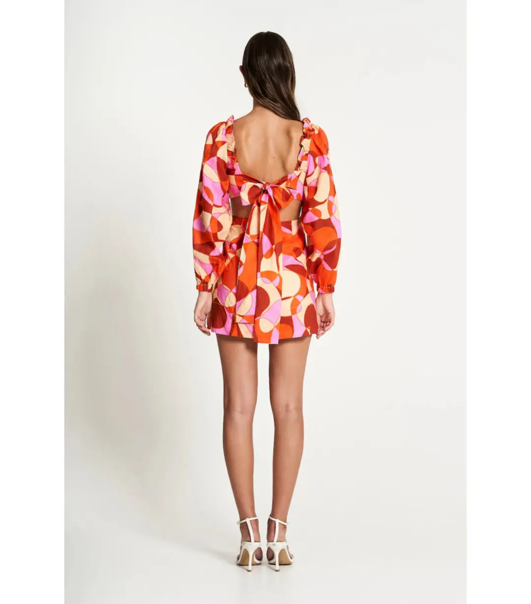 Sofia The Label Goldie Cut Out Mini Dress Retro Print Size AU 8  for rent on The Volte - main image