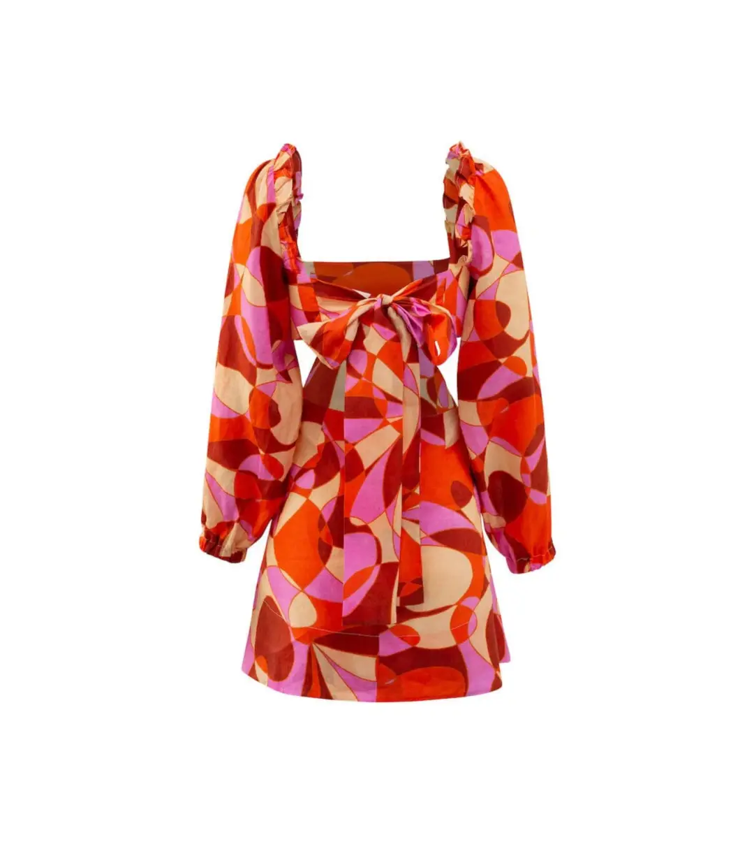 Sofia The Label Goldie Cut Out Mini Dress Retro Print Size AU 8  for rent on The Volte - main image