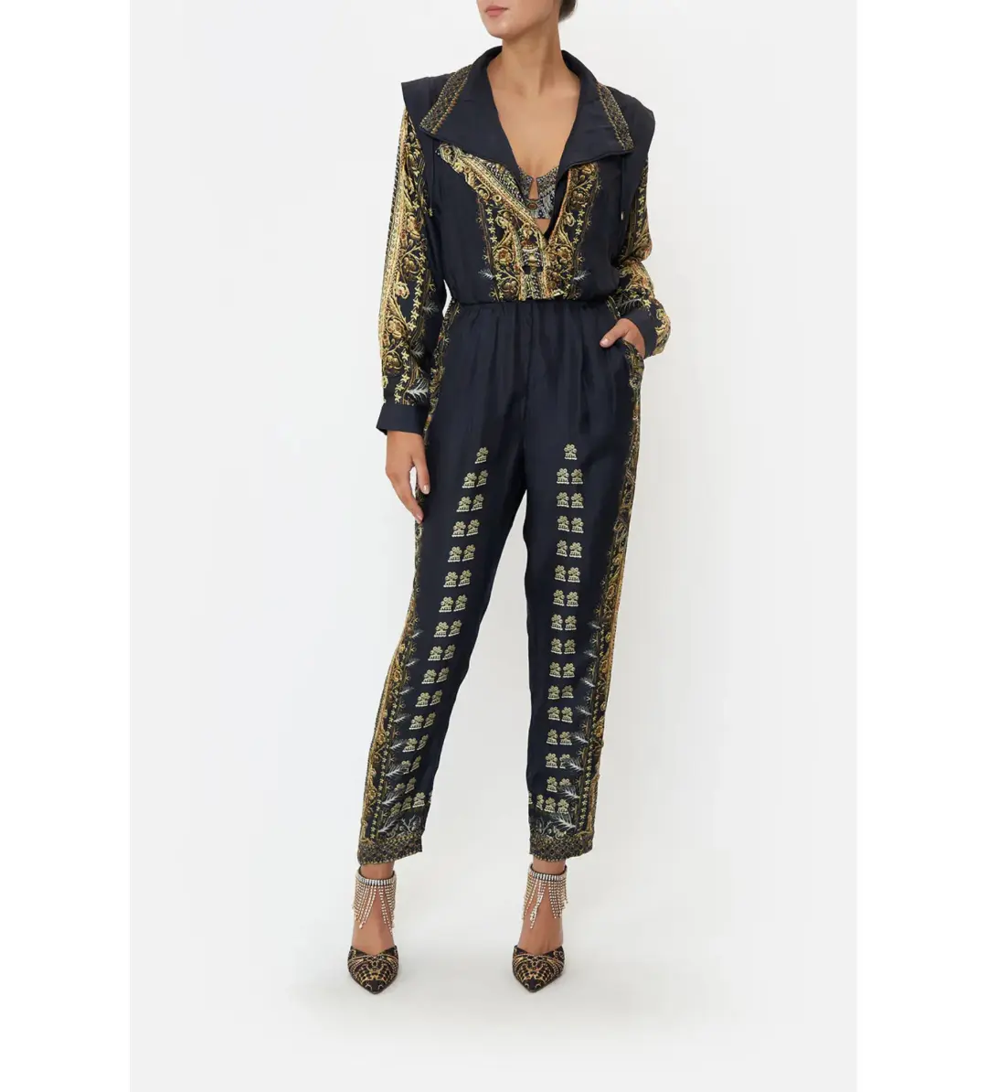 Camilla Its All Over Torero Jumpsuit With Removable Sleeve Multi Size L / AU 14 for rent on The Volte - main image