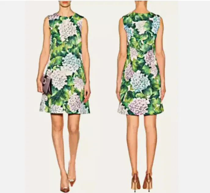 Dolce & Gabbana Hydrangea Print Shift Mini Dress Floral Size 6 - Image 2