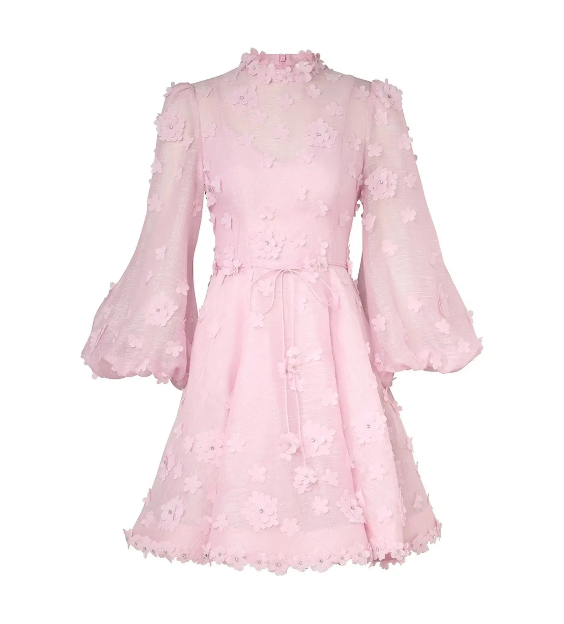Zimmermann Matchmaker Lift Off Linen and Silk Mini Dress Pink Size 0P/AU 6 - Image 4