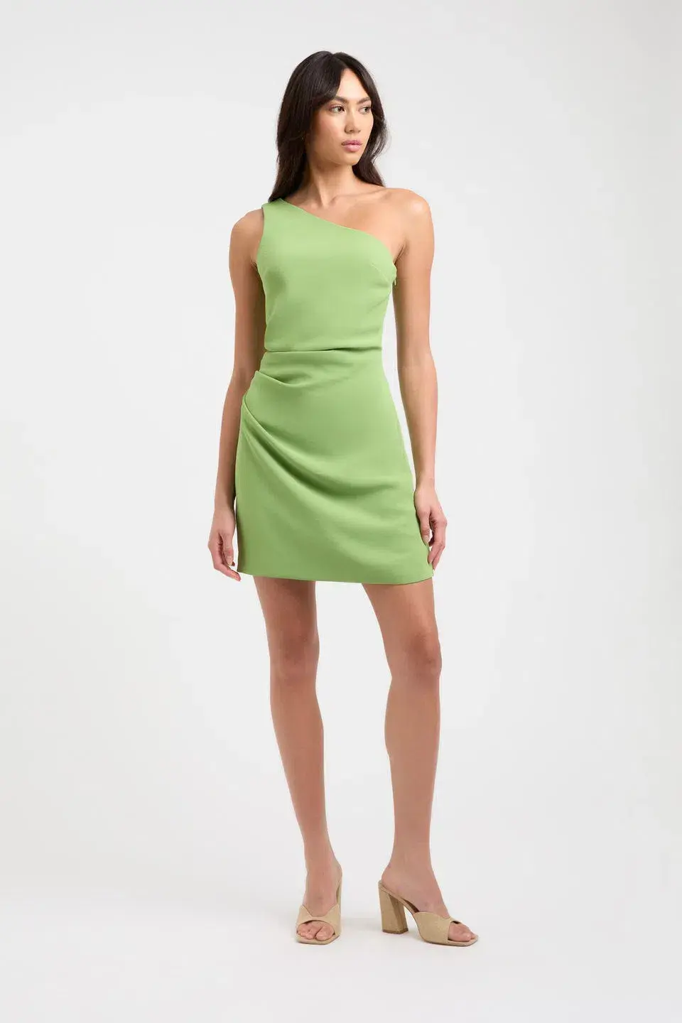 Kookai Alpha Rouched One Shoulder Dress Mini Green Size 6 - Image 1
