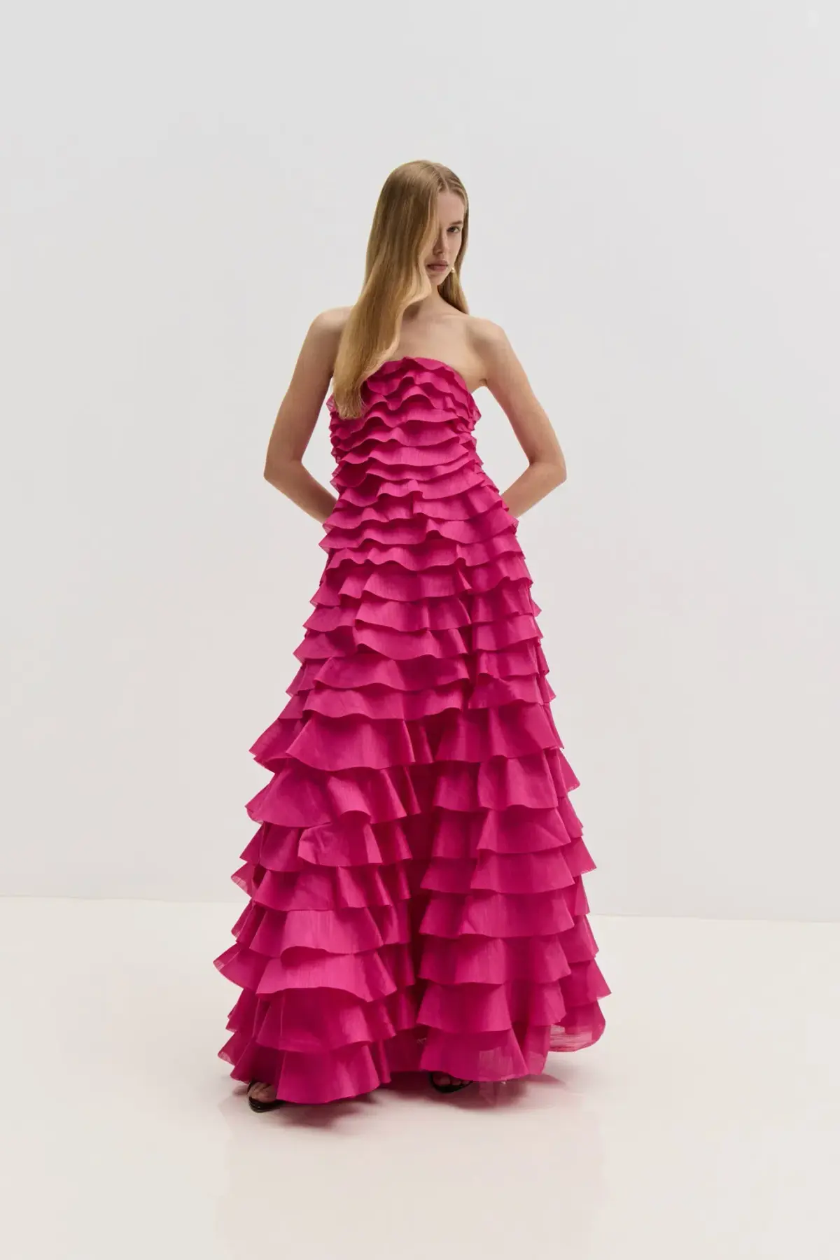  Aje Fleur Pleated Gown Pink Size 6  - Image 4