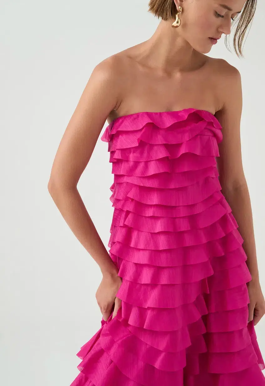 Aje Fleur Pleated Gown Magenta Size 10 - Image 7