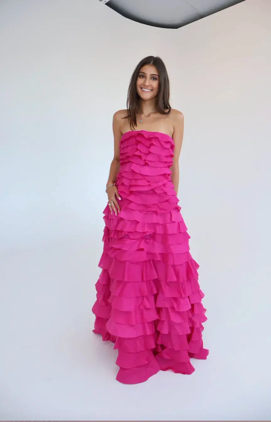 Aje Fleur Pleated Gown Magenta Size 10 - Image 1