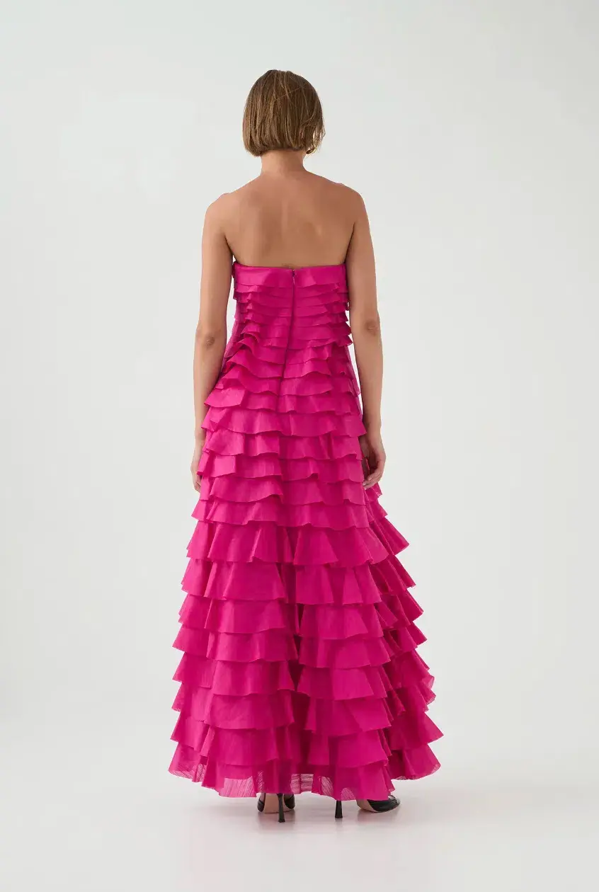 Aje Fleur Pleated Gown Magenta Size 10 - Image 10