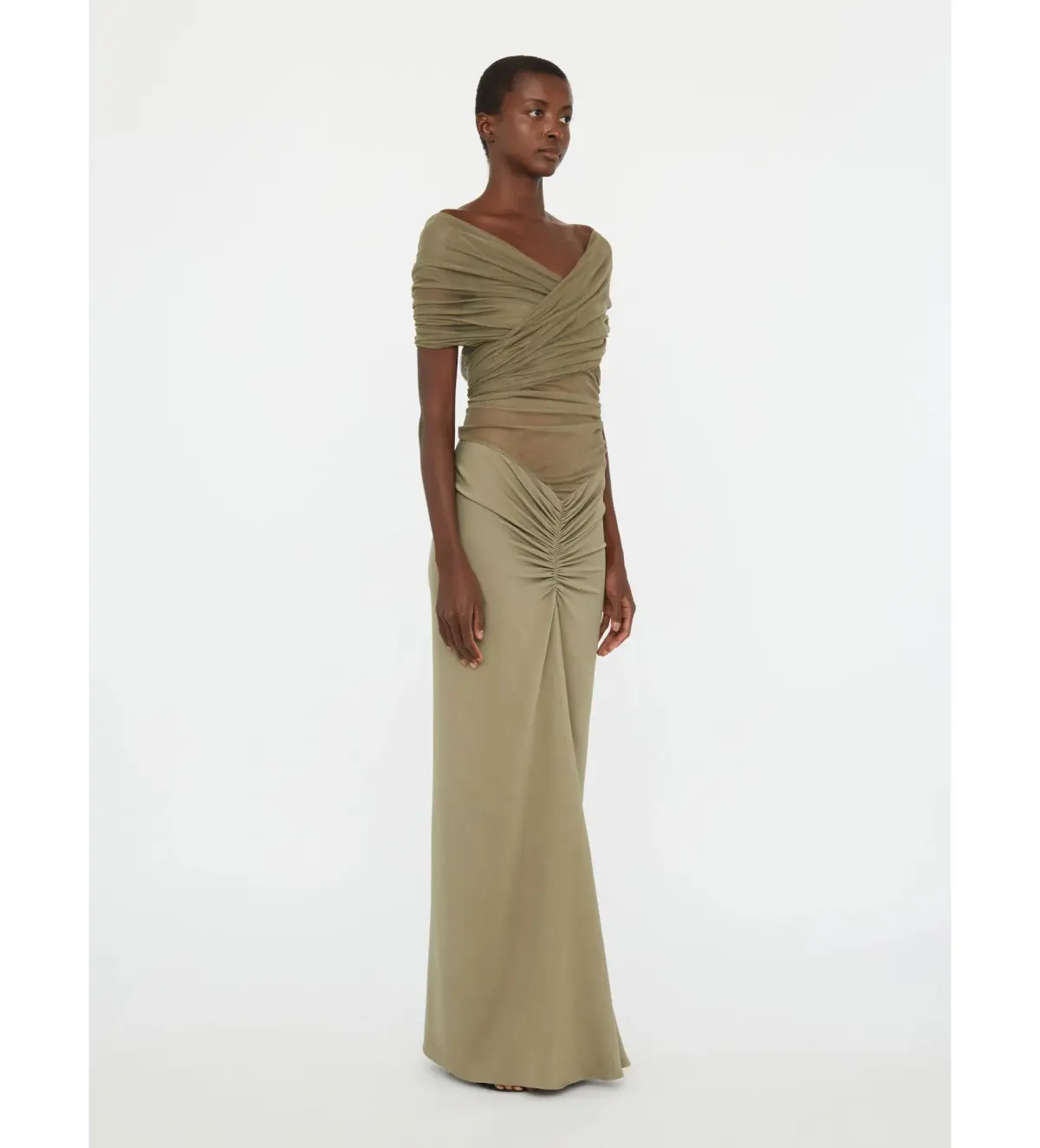 Christopher Esber Crossed Tulle Ruched Dress AU 8 - Image 2