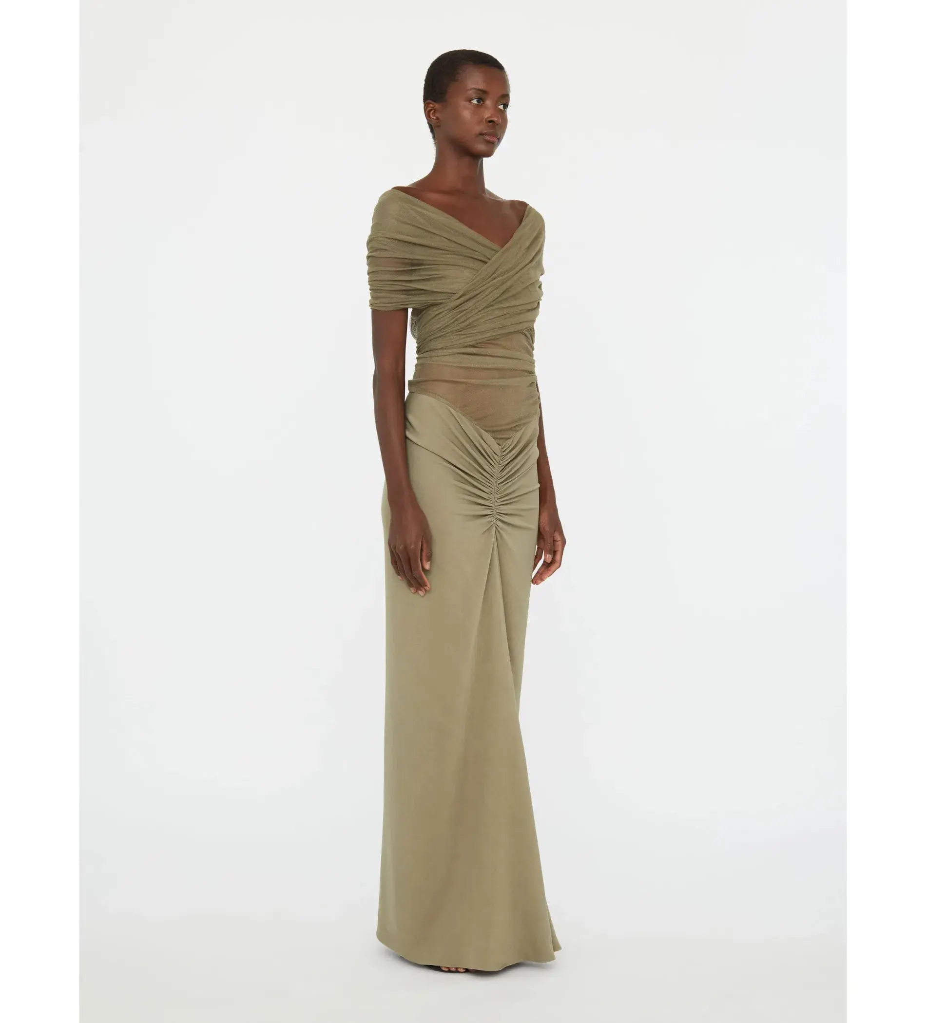 Christopher Esber Crossed Tulle Ruched Dress AU 8 - Image 2