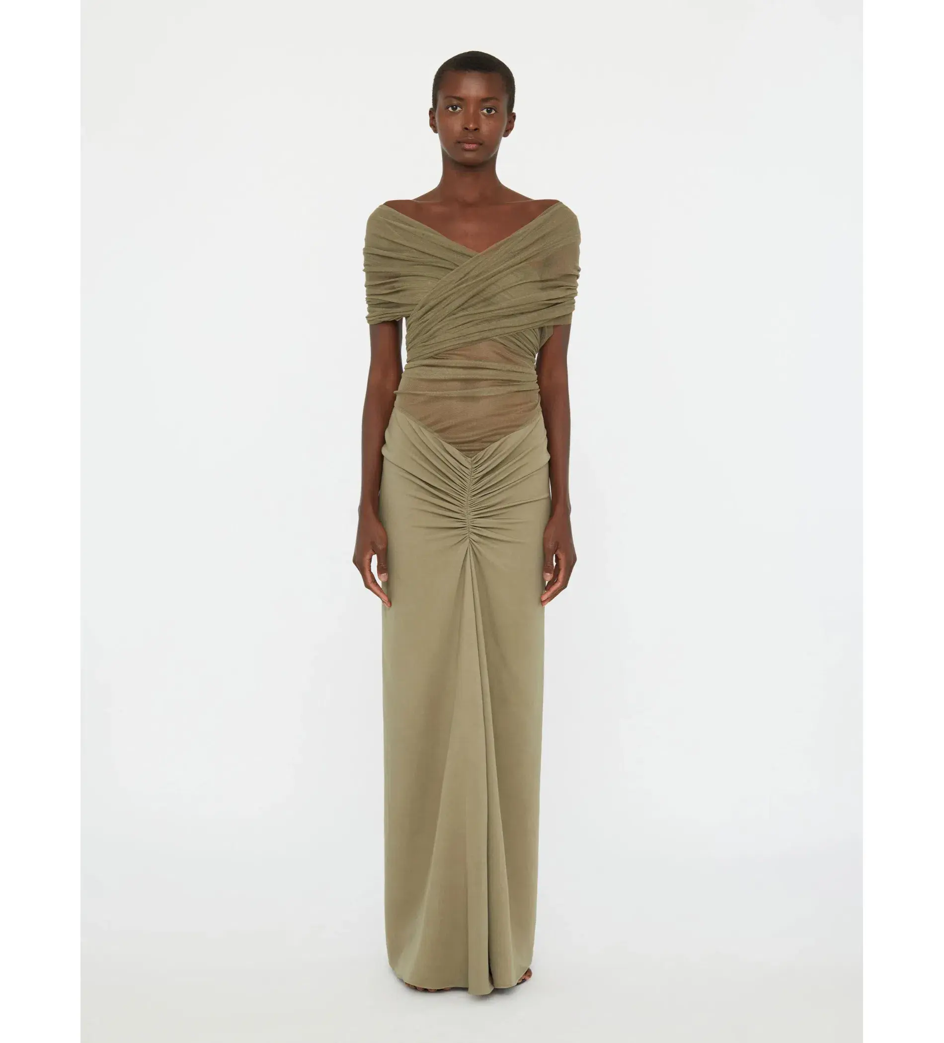 Christopher Esber Crossed Tulle Ruched Dress AU 8 - Image 1
