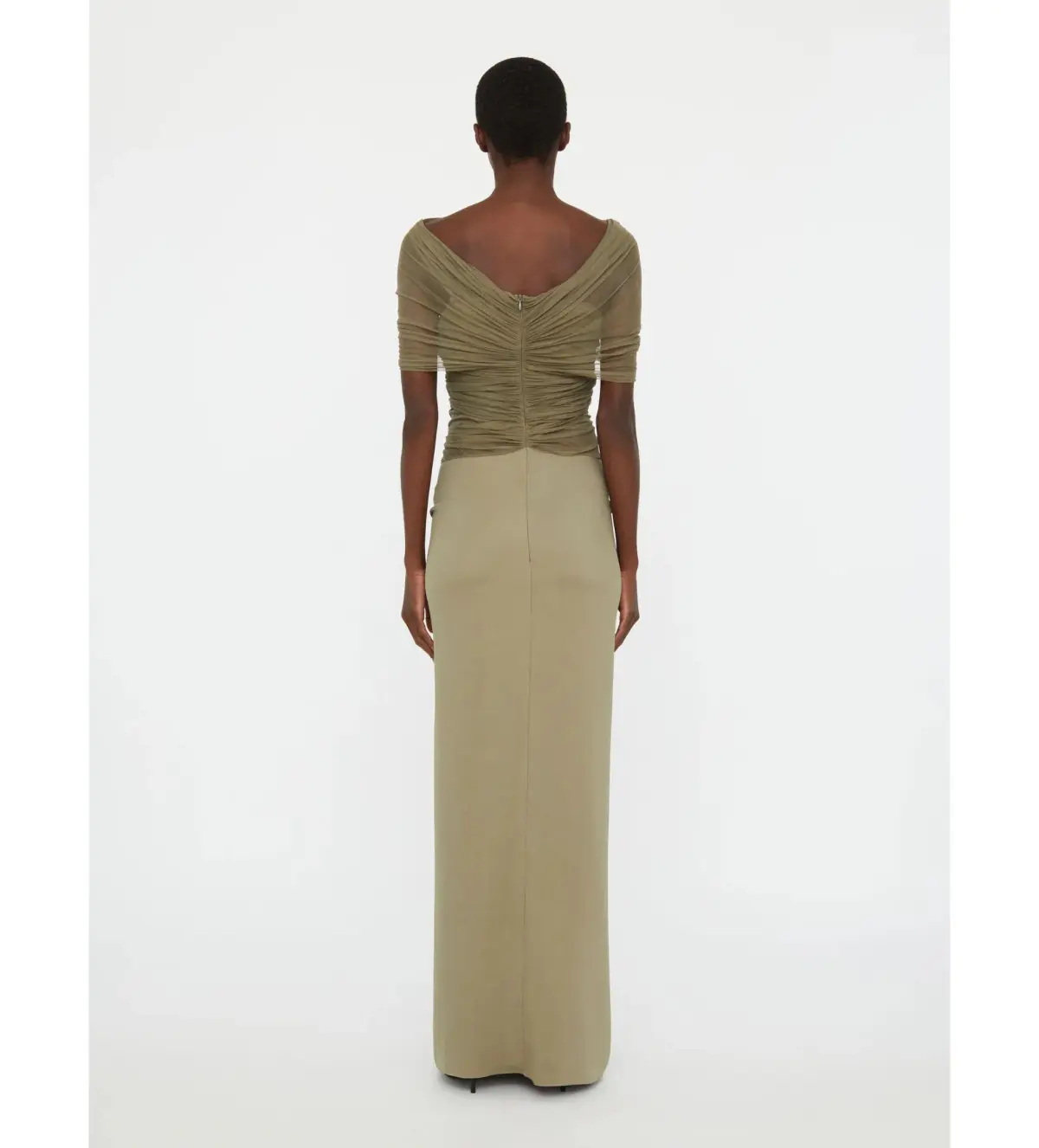 Christopher Esber Crossed Tulle Ruched Dress AU 8 - Image 3