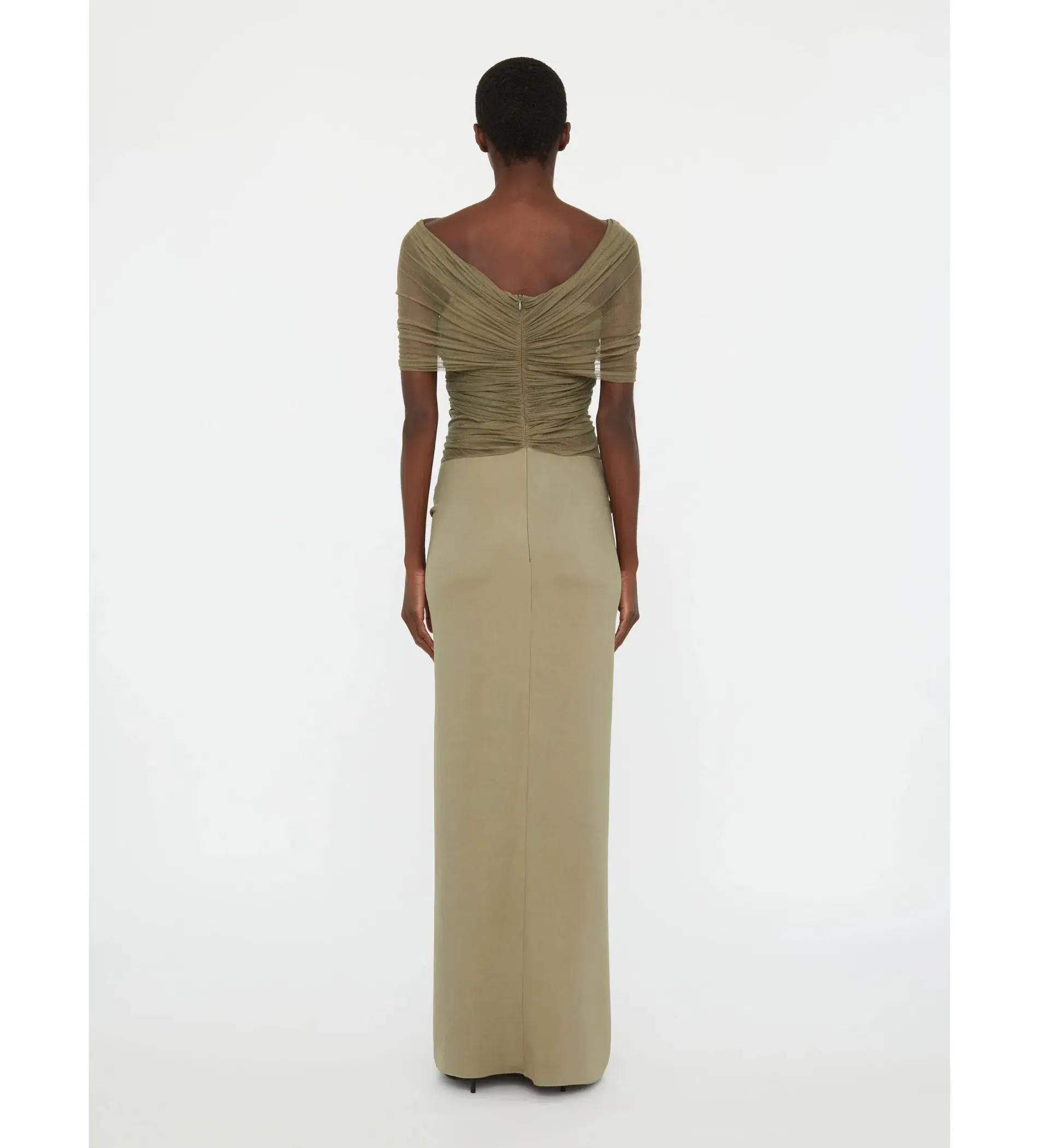 Christopher Esber Crossed Tulle Ruched Dress AU 8 - Image 3