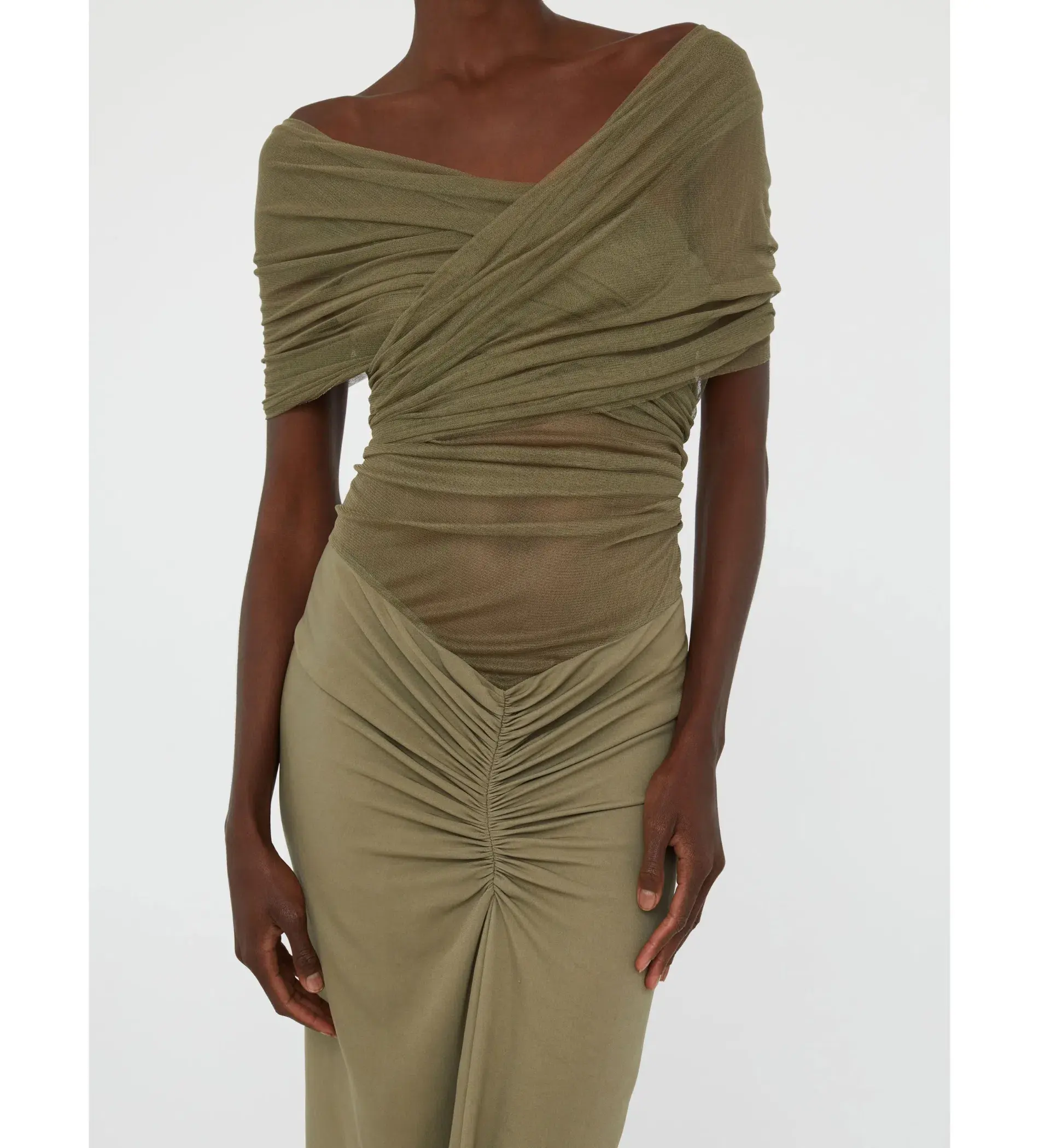 Christopher Esber Crossed Tulle Ruched Dress AU 8 - Image 4