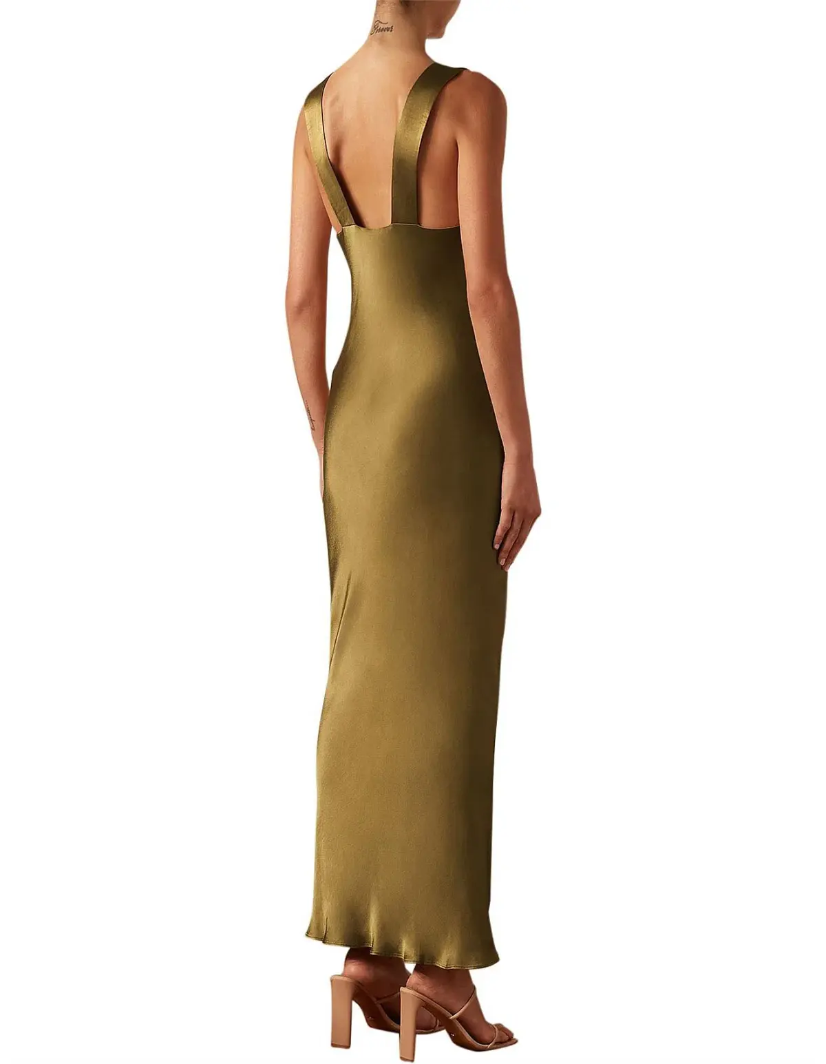 Shona Joy Giorgia Plunged Midi Dress in Olive Oil Size 10 - Image 10