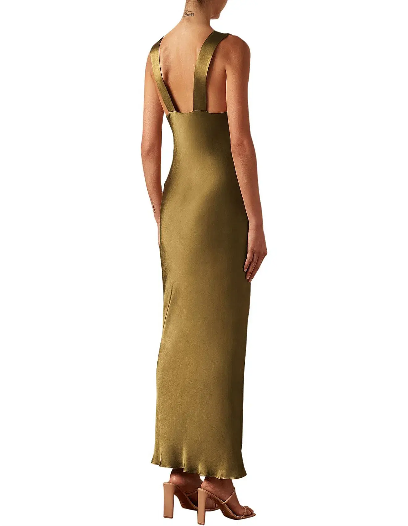 Shona Joy Giorgia Plunged Midi Dress in Olive Oil Size 10 - Image 10